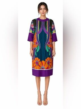 ALBERTA FERRETTI 100% silk printed dress made in Italy